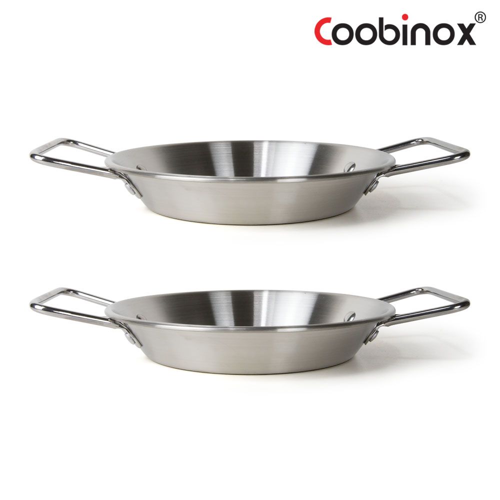 Coobinox® Stainless Steel Paella Plate 2-Piece Set CO-1150 Durable Lightweight Cookware for Home and Camping